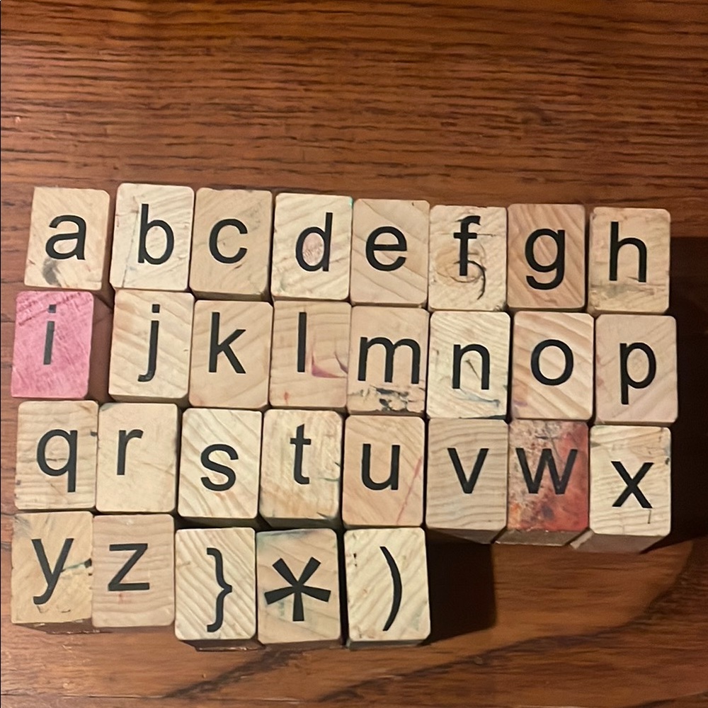 Used Wooden Alphabet Set - Rubber Stamps